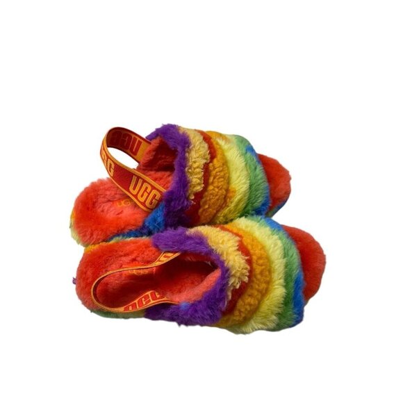 UGG Fluff Yeah Rainbow Platform Strap Support Slippers Size 5 - Picture 2 of 7